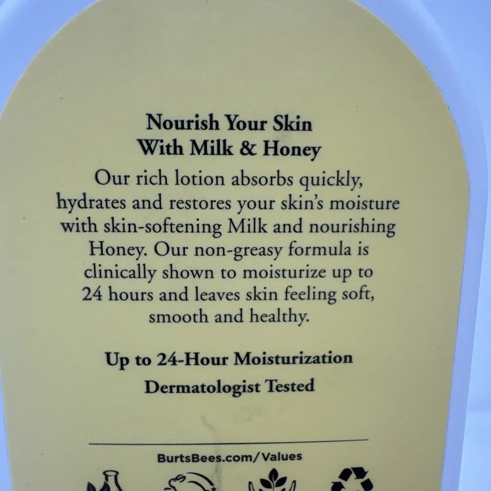 3 Burt's Bees Body Lotion Milk And Honey Normal to Dry Skin Rich Moisture 12 oz